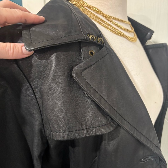 Y2K Vintage 90/00 Le Chateau Leather Trench/ Matrix/ Goth/ Grunge/ Moto/ - Picture 6 of 13